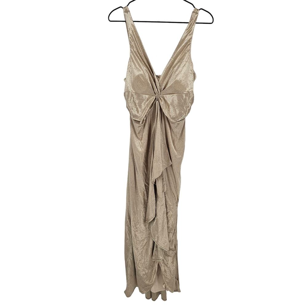 Onyx Nite Metallic Champagne Maxi Dress